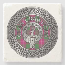 Porta-copo De Pedra Clan Crawford Crest & Tartan Knot