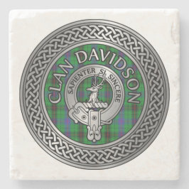 Porta-copo De Pedra Clan Davidson Crest & Tartan Knot