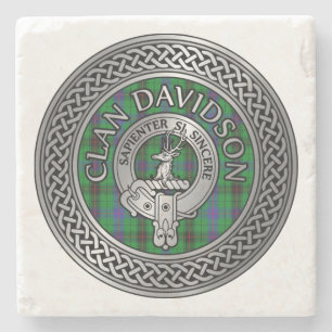 Porta-copo De Pedra Clan Davidson Crest & Tartan Knot