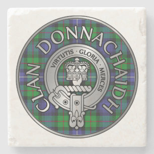 Porta-copo De Pedra Clan Donnachaidh /Robertson Crest & Hunting Tartan