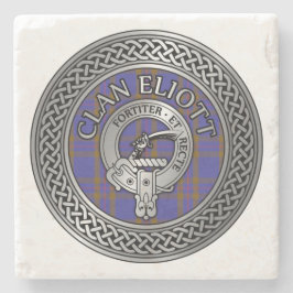 Porta-copo De Pedra Clan Eliott Crest & Tartan Knot