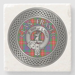 Porta-copo De Pedra Clan Fraser Crest & Tartan Knot Stone Porta copos