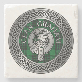 Porta-copo De Pedra Clan Graham Crest & Tartan Knot