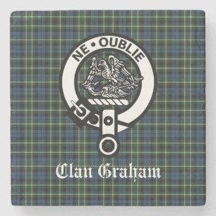 Porta-copo De Pedra Clan Graham Montrose Tartan & Crest