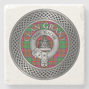 Porta-copo De Pedra Clan Grant Crest & Tartan Knot