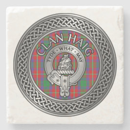 Porta-copo De Pedra Clan Haig Crest & Tartan Knot