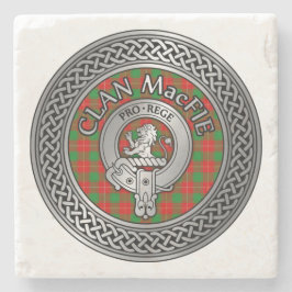 Porta-copo De Pedra Clan MacFie Crest & Tartan Knot
