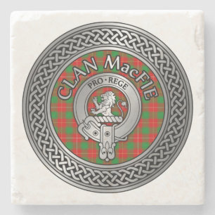 Porta-copo De Pedra Clan MacFie Crest & Tartan Knot