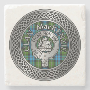 Porta-copo De Pedra Clan MacKenzie Crest & Tartan Knot