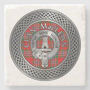 Porta-copo De Pedra Clan MacLean Crest & Tartan Knot Stone Porta copos