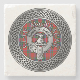 Porta-copo De Pedra Clan MacNeacail | MacNicol Crest & Tartan Knot