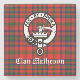 Porta-copo De Pedra Clan Matheson Crest Crachá e Tartan