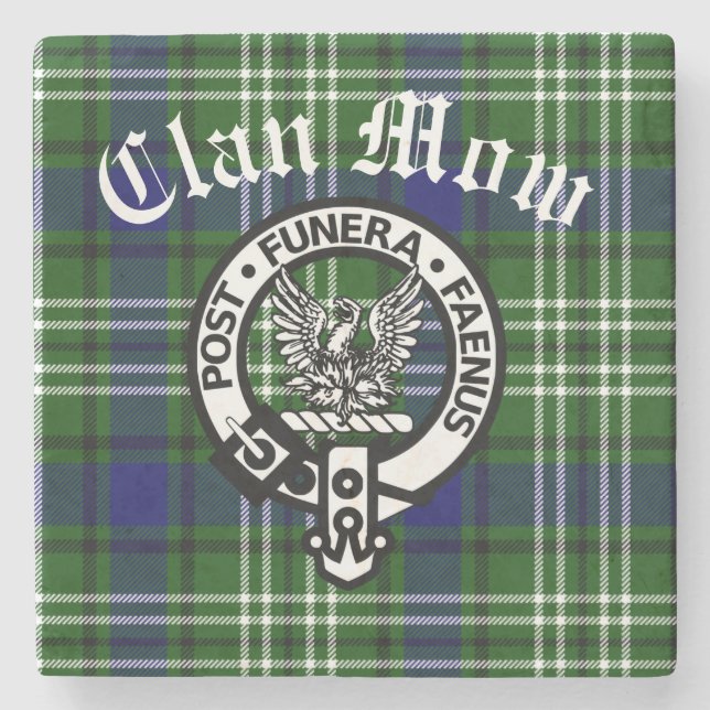 Porta-copo De Pedra Clan Mow Crest & Tartan Escocês (Frente)