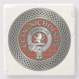 Porta-copo De Pedra Clan Nicholson Crest & Tartan Knot