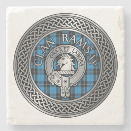 Porta-copo De Pedra Clan Ramsay Crest & Hunting Tartan Knot