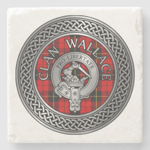 Porta-copo De Pedra Clan Wallace Crest & Tartan Knot