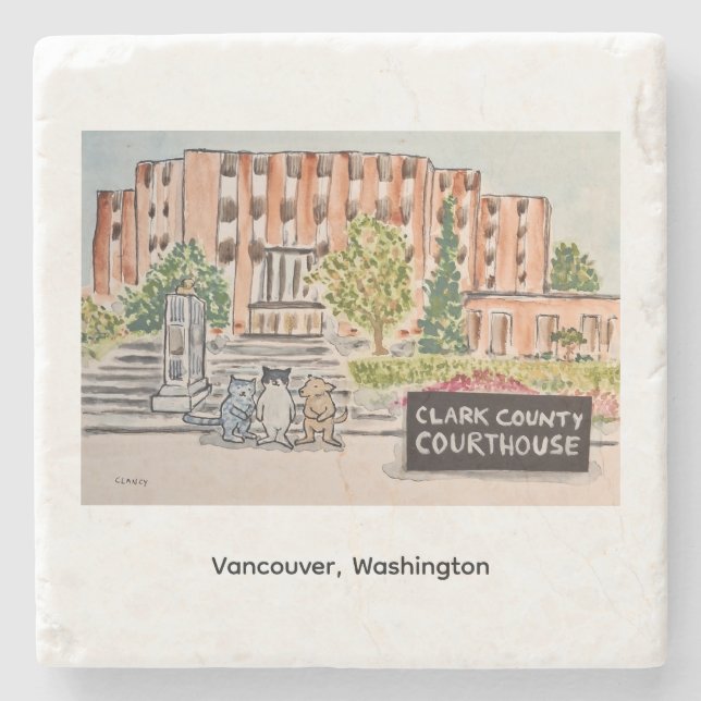 Porta-copo De Pedra Clark County Courthouse Stone Coaster (Frente)