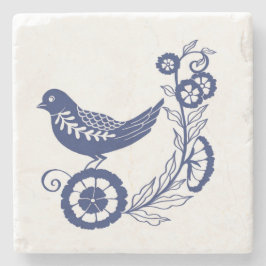 Porta-copo De Pedra Classic Dutch Blue Delft Tile Bird Design
