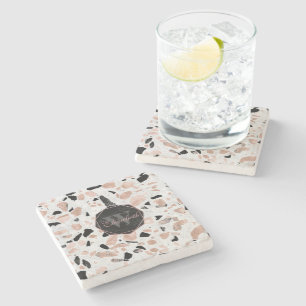 Porta-copo De Pedra Clássico rosa dourado marble abstrato terrazzo