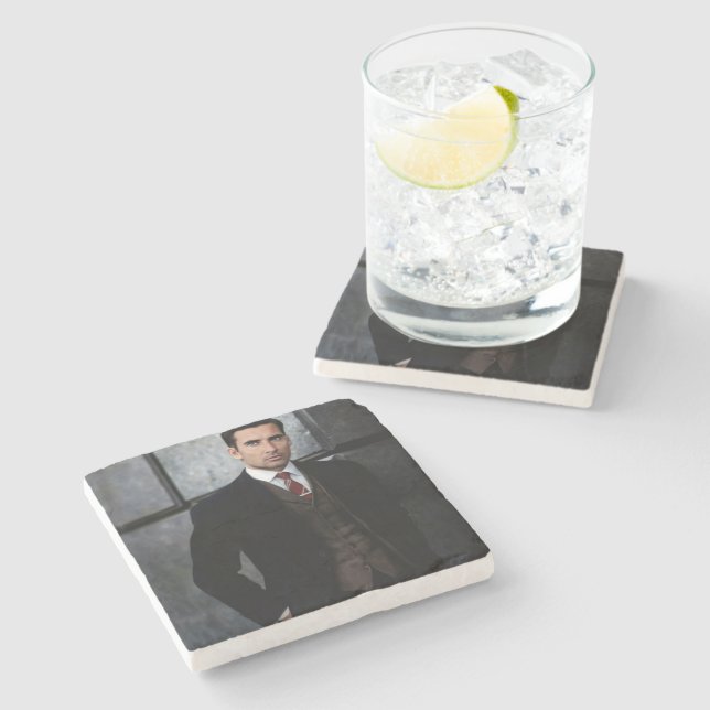 Porta-copo De Pedra Classy Gentleman stone coaster (Lateral)