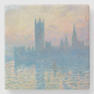 Porta-copo De Pedra Claude Monet Casas do Parlamento Pôr do Sol