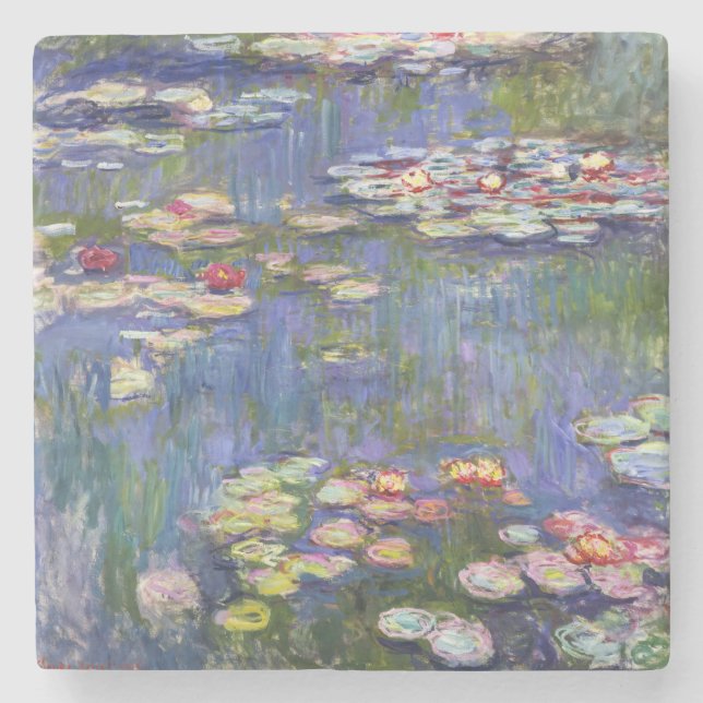 Porta-copo De Pedra Claude Monet - Lírios/Ninfas (Frente)