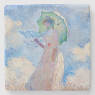 Porta-copo De Pedra Claude Monet - Mulher com Guarda-Sol virada para a