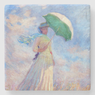 Porta-copo De Pedra Claude Monet - Mulher com Guarda-Sol virada para a