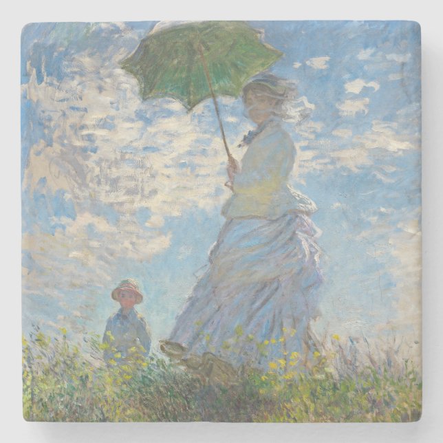 Porta-copo De Pedra Claude Monet | Mulher com Parasol (Frente)