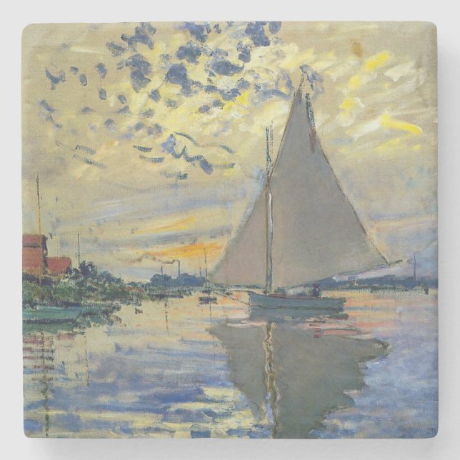Porta-copo De Pedra Claude Monet - Navio de vela no Le Petit-Gennevill (Frente)