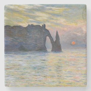 Porta-copo De Pedra Claude Monet - O Penhasco, Etretat, Pôr do Sol