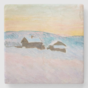 Porta-copo De Pedra Claude Monet - Paisagem da Noruega, Casas Azuis