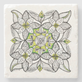Porta-copo De Pedra Clematite Branca Doodle Abstrato Desenhado à Mão