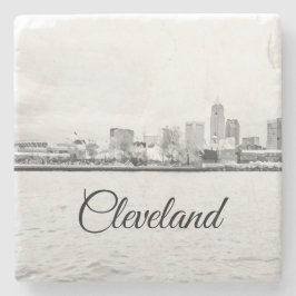 Porta-copo De Pedra Cleveland Ohio Skyline