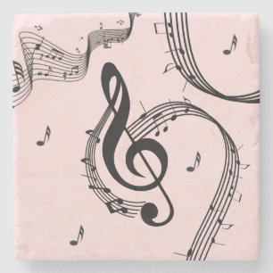 Porta-copo De Pedra Climactic G Clef Music Pink