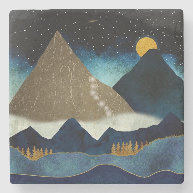 Porta-copo De Pedra Climas de montanha do ouro (Frente)