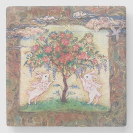 Porta-copo De Pedra Cloud Rabbits & Tree of Life