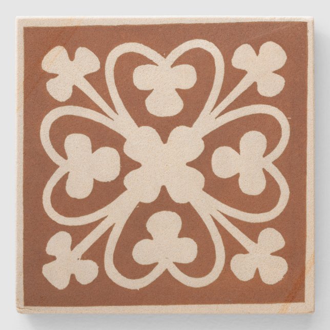 Porta-copo De Pedra Clover Irish Celtic Art Design Red (Frente)