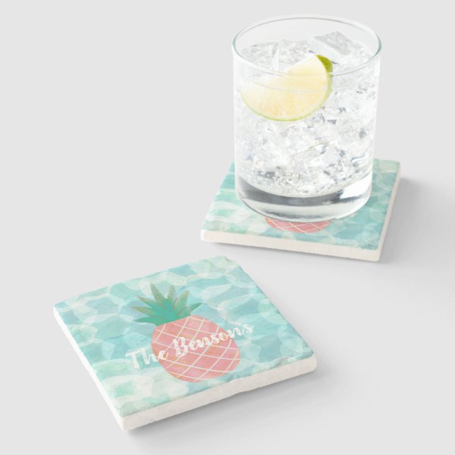 Porta-copo De Pedra Coasters personalizado para o Bar de ananás  (Lateral)