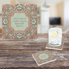 Porta-copo De Pedra Cobre Turquesa Fillagree Moldura Personalizável