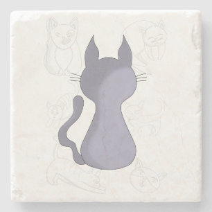 Porta-copo De Pedra Cobrir de Ducha de Gato Tímido para Trás