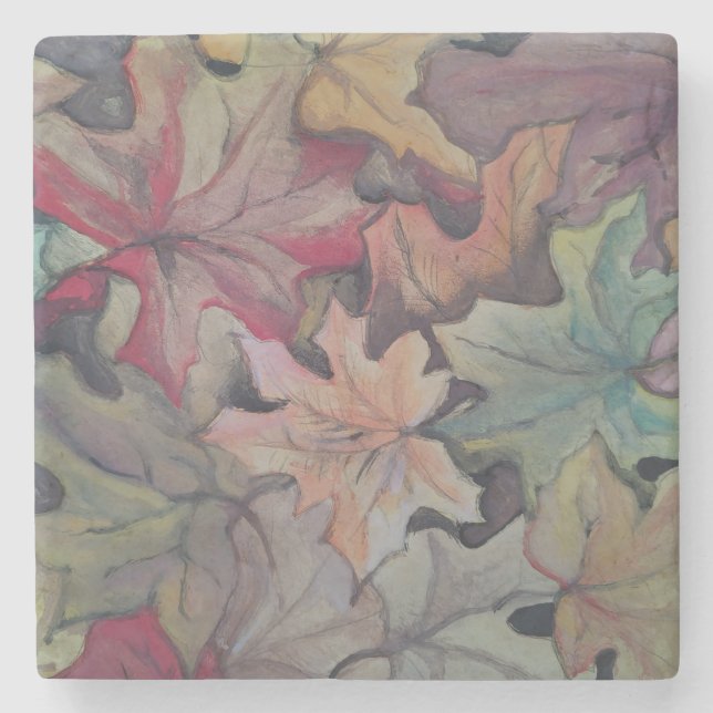 Porta-copo De Pedra Cobrir de folha do outono (Frente)