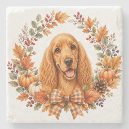 Porta-copo De Pedra Cocker Spaniel Suporte de Outono