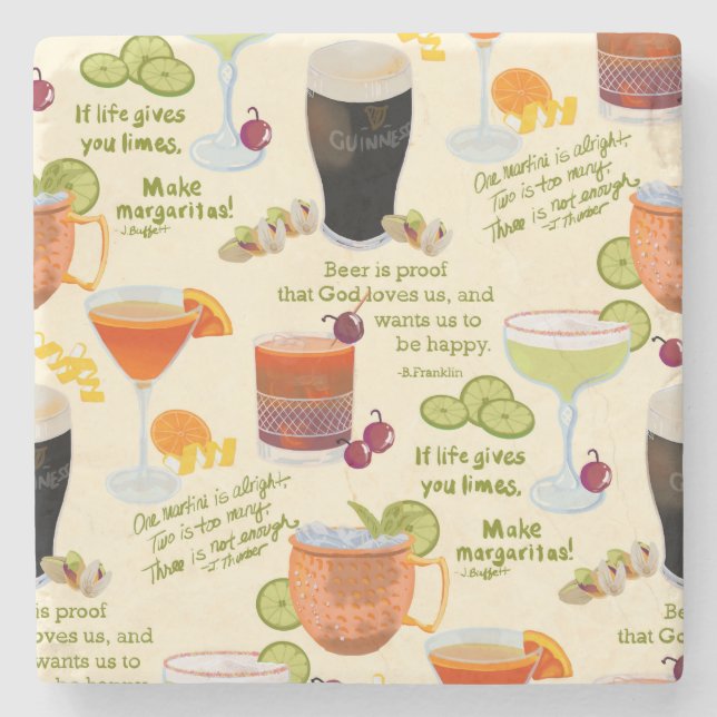 Porta-copo De Pedra Cocktails e conversação (Frente)