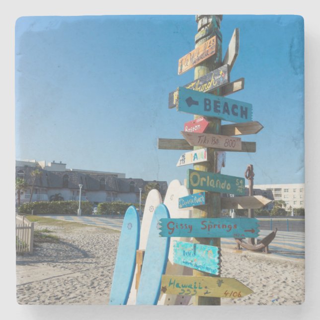 Porta-copo De Pedra Cocoa Beach Tiki Totem (Frente)