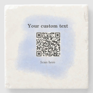 Porta-copo De Pedra código de verificação QR de cor aquática azul adic