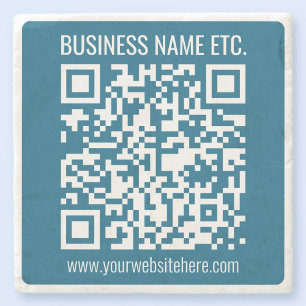 Porta-copo De Pedra Código QR azul do oceano editável