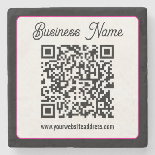 Porta-copo De Pedra Código QR com letra cursiva de script