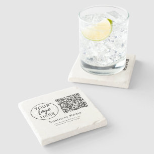Porta-copo De Pedra Código QR do Logotipo Empresarial Personalizado