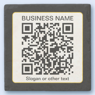 Porta-copo De Pedra Código QR editável e escaneável + Nome da sua Empr
